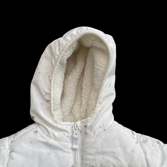 Oshkosh B'gosh Baby One-Piece Snowsuit White Silver Quilted Star Snow-12mos - Picture 4 of 12